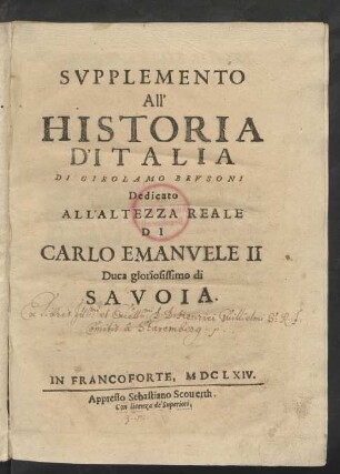 Supplemento All'Historia D'Italia