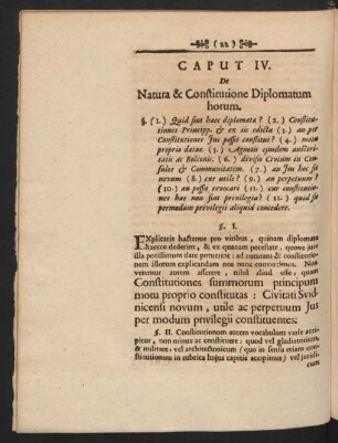 Caput IV. De Natura & Constitutione Diplomatum horum.