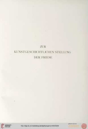 Zur kunstgeschichtlichen Stellung der Friese