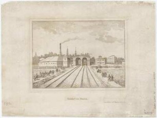 Bahnhof von Dresden, 1840 : 13 : Bahnhof von Dresden / HWEberhard del. et sc. - Leipzig : Zirges , [1840]. - 1 Ansicht : Stich