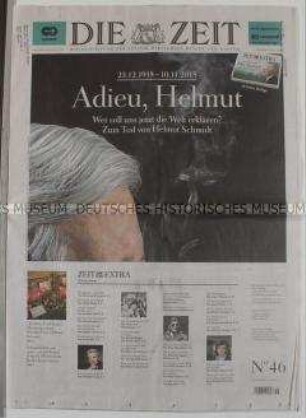 Beilage der Wochenzeitung "Die Zeit" zum Tod von Alt-Bundeskanzler Helmut Schmidt