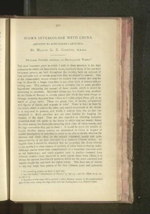 Siam's Intercourse with China.