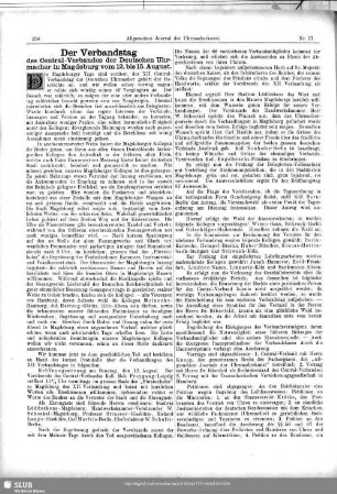 Der Verbandstag des Central-Verbandes der Deutschen Uhrmacher in Magdeburgvom 12. bis 15. August