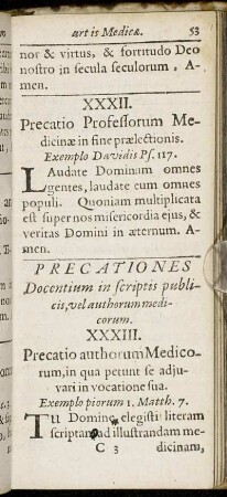 Precationes Docentium in scriptis publicis, vel authorum medicorum.