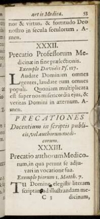 Precationes Docentium in scriptis publicis, vel authorum medicorum.