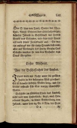 Erster Abschnitt. Von der Beschaffenheit des Landes.
