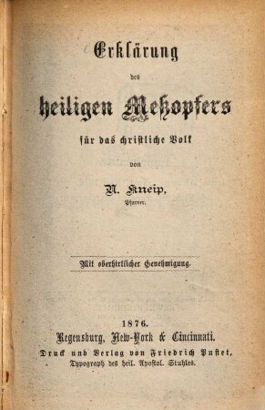 Erklärung des heiligen Meßopfers für das christliche Volk