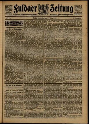 Erste Ausgabe vom Donnerstag, den 19. März 1903.