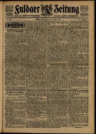 Erste Ausgabe vom Donnerstag, den 19. März 1903.