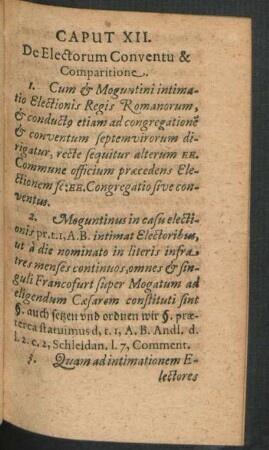 Caput XII. De Electorum Conventu & Comparatione.