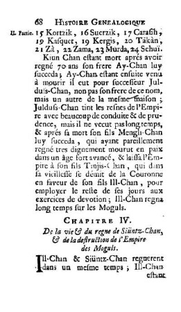 Chapitre IV. De la vie & du regne de Siüntz-Chan, & de la destruction de l'Empire des Moguls