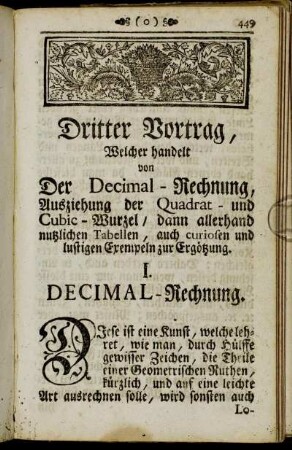 I. Decimal-Rechnung.
