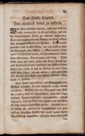 Das fünfte Capitel. Von allerhand Arten zu lackiren.