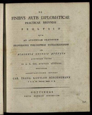 De Finibus Artis Diplomaticae Practicae Regundis Prolusio