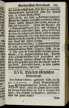 XVII. Bey dem öffentlichen Gottesdienst.