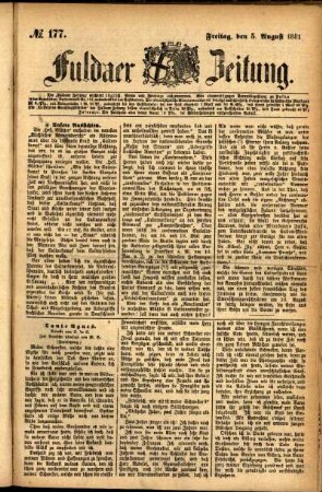 Ausgabe vom Freitag, den 05. August 1881.