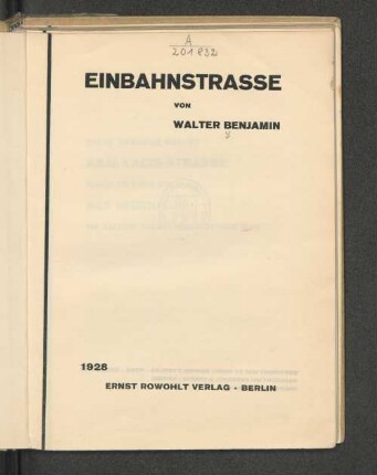 Einbahnstrasse