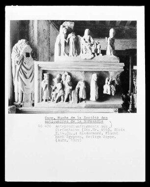 Antependiumfragment, Kindermord, Flucht nach Ägypten, Heilige Sippe