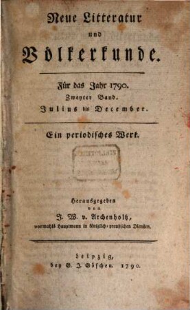 Neue Litteratur und Völkerkunde : ein periodisches Werk. 4,2, 4, 2. 1790