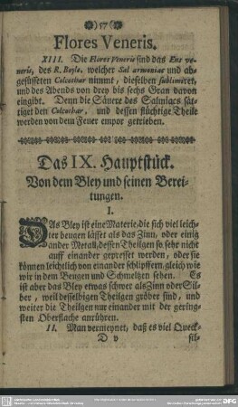 Das IX. Hauptstück. Von dem Bley und seinen Bereitungen