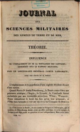 Journal des sciences militaires des armées de terre et de la mer. 6. 1827