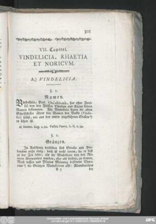 VII. Capitel. Vindelicia, Rhaetia Et Noricum.