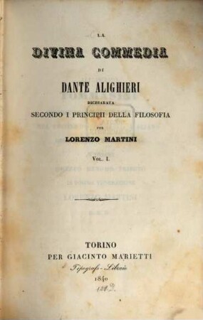 La divina commedia di Dante Alighieri, 1