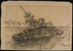 Wrack eines russischen Zerstörers im Hafen von Sewastopol