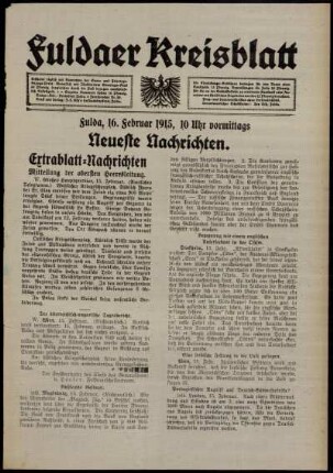 Erste Ausgabe vom Dienstag, den 16. Februar 1915.