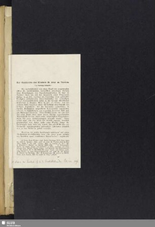 [Beilage:] Schmidt, L.: Zur Geschichte des Klosters Airy zu Verdun. Aus: Neues Archiv der Gesellschaft für ältere deutsche Geschichtskunde. Bd. 22. 1896. S. 291-292.
