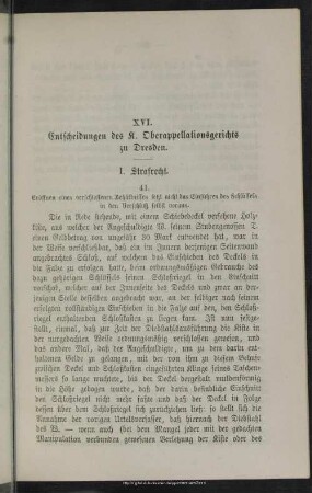 XVI. Entscheidungen des K. Oberappellationsgerichts zu Dresden