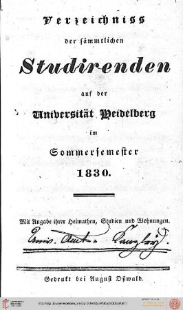 Sommersemester 1830