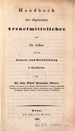 Handbuch der allgemeinen Arzneimittellehre