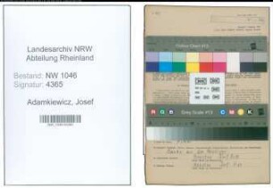 Entnazifizierung Josef Adamkiewicz , geb. 02.01.1917 (Molkereiarbeiter)