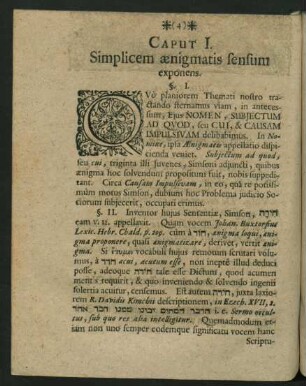 Caput I. Simplicem aenigmatis sensum exponens.