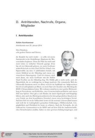 Achim Aurnhammer : Antrittsrede vom 25. Januar 2014