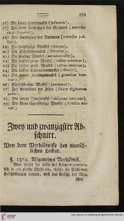 Zwey und zwanzigster Abschnitt