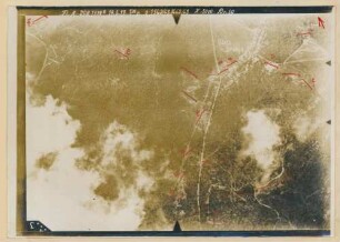 Foto der Stellungen um das Gleisdreieck südöstlich von Oulches-la-Vallée-Foulon (Luftbild)