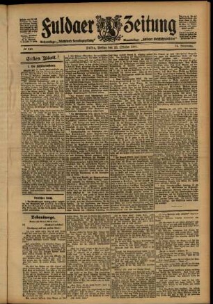 Erste Ausgabe vom Freitag, den 25. Oktober 1907.