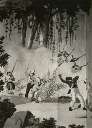 Ansichten von Brasilien: Kampf brasilianischer Soldaten gegen Indianer