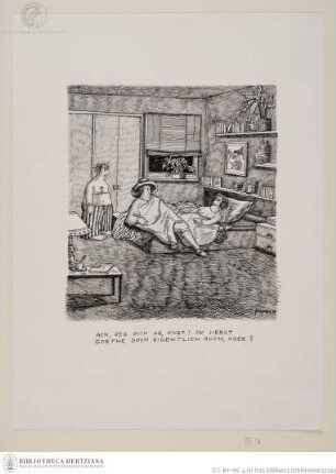 Schlafzimmerszene mit Goethe