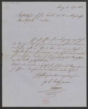 Brief an Mittelrheinische Musikfeste  : 22.07.1860