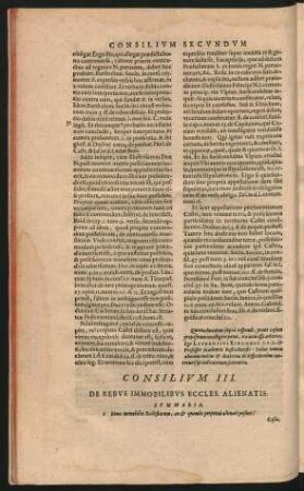 Consilium III. De Rebus Immobilibus Eccles. Alienatis.