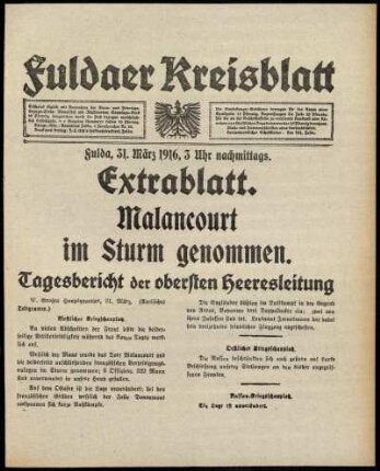 Ausgabe vom Freitag, den 31. März 1916.