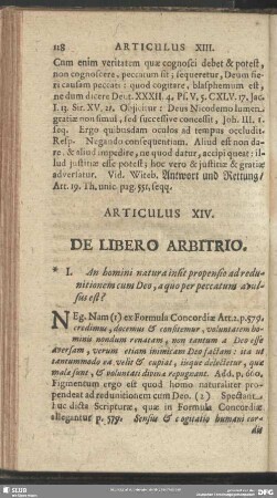 Articulus XIV. De Libero Arbitrio