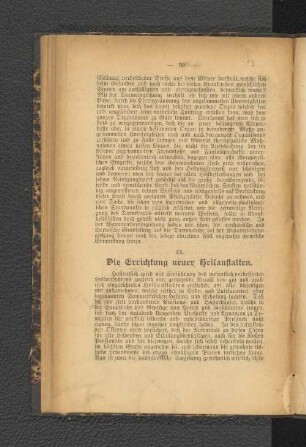 IX. Die Errichtung neuer Heilanstalten.