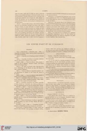 Les ventes d'art et de curiosité
