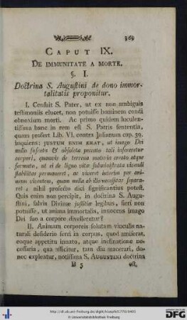 Caput IX. De immunitate a morte.