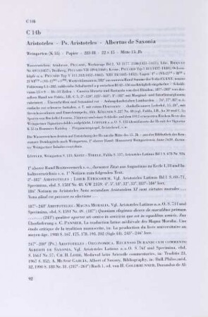 C 14b. Aristoteles, Ps. Aristoteles, Albertus de Saxonia