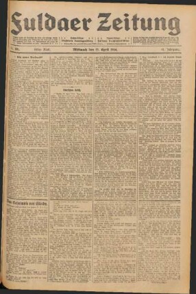 Ausgabe vom Mittwoch, den 15. April 1914.